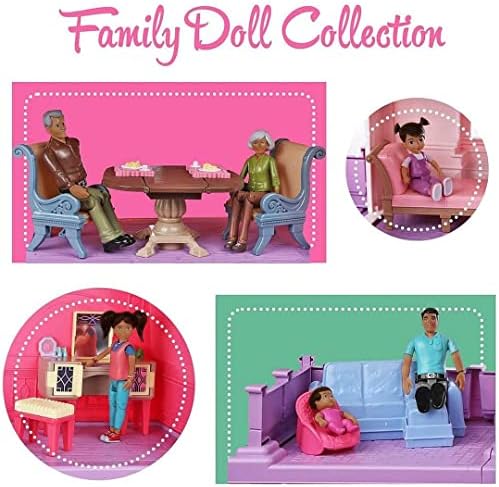 Beverly Hills Doll Collection Sweet Li'l Family Hispanic Dollhouse People Set of 9 Action Figure Set - Grandpa, Grandma, Mom, Dad, Sister, Brother