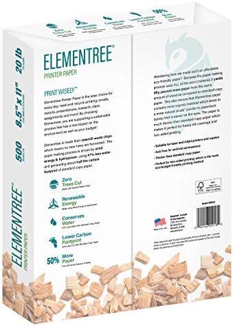 Elementree Sustainable Printer Paper 8.5" x 11" - Made from Sawmill Waste - 20 lb Copy & Multipurpose Computer Paper - 375 Reams, 75 Cartons, 187