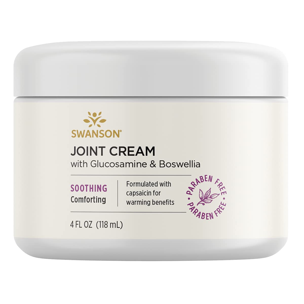 Swanson Joint Cream with Glucosamine & Boswellia, 4 fl oz | Unique Topical Formula with Capsaicin, Methyl Salicylate, Boswellia Extract