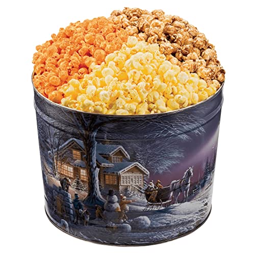 The Wisconsin Cheeseman Popcorn Gift Set Tin with Cheddar Butter & Caramel | Holiday Food Gift for Christmas or Birthdays