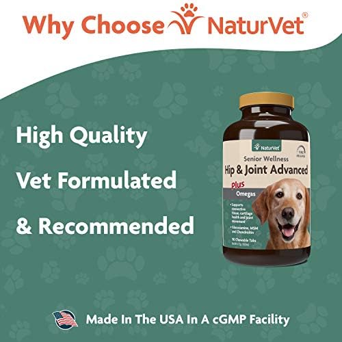 NaturVet – Senior Wellness Hip & Joint Advanced Plus Omegas | Help Support Your Pet’s Healthy Hip & Joint Function | Supports Joints, Cartilage & Connective Tissues | 120 Soft Chews
