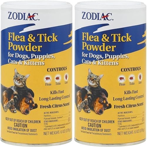 Zodiac Flea & Tick Powder for Dogs, Puppies, Cats & Kittens beige Small | Flea powder for dogs and cats 12 weeks or older; apply weekly for continued flea killer and tick control