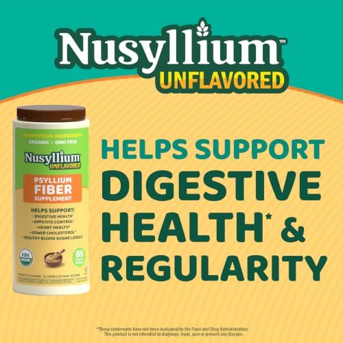 NuSyllium Psyllium Husk Powder USDA Organic, 21 Oz, Dietary Fiber Supplement with Brown Sugar, Helps Promote Digestive Health* Unflavored, 85 Servings