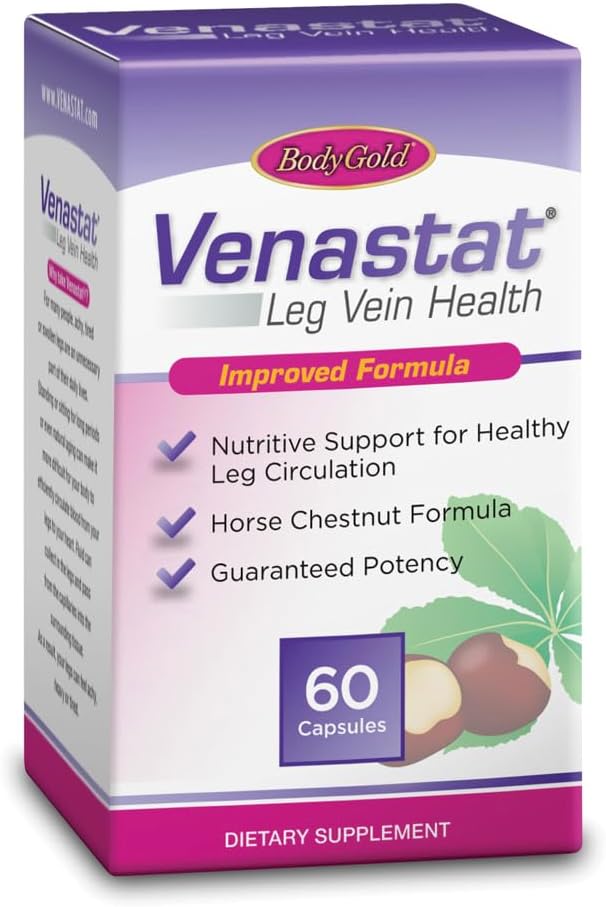 Body Gold Venastat, Leg Vein Support Supplements, 60 Veggie Capsules