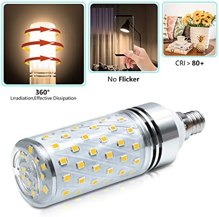 LEDLightsWorld Super Bright E12 LED Corn Bulbs, 16W 1500LM Bulbs, Daylight White 6000K Lights, CRI80+, 120W Incandescent Bulb Equivalent