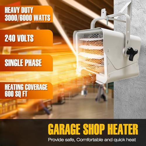 DR. INFRARED HEATER DR-910F 10,000-Watt 240V Heavy-Duty Hardwired Shop Garage Heater Wall/Ceiling Mounted with Remote Controlled Thermostat