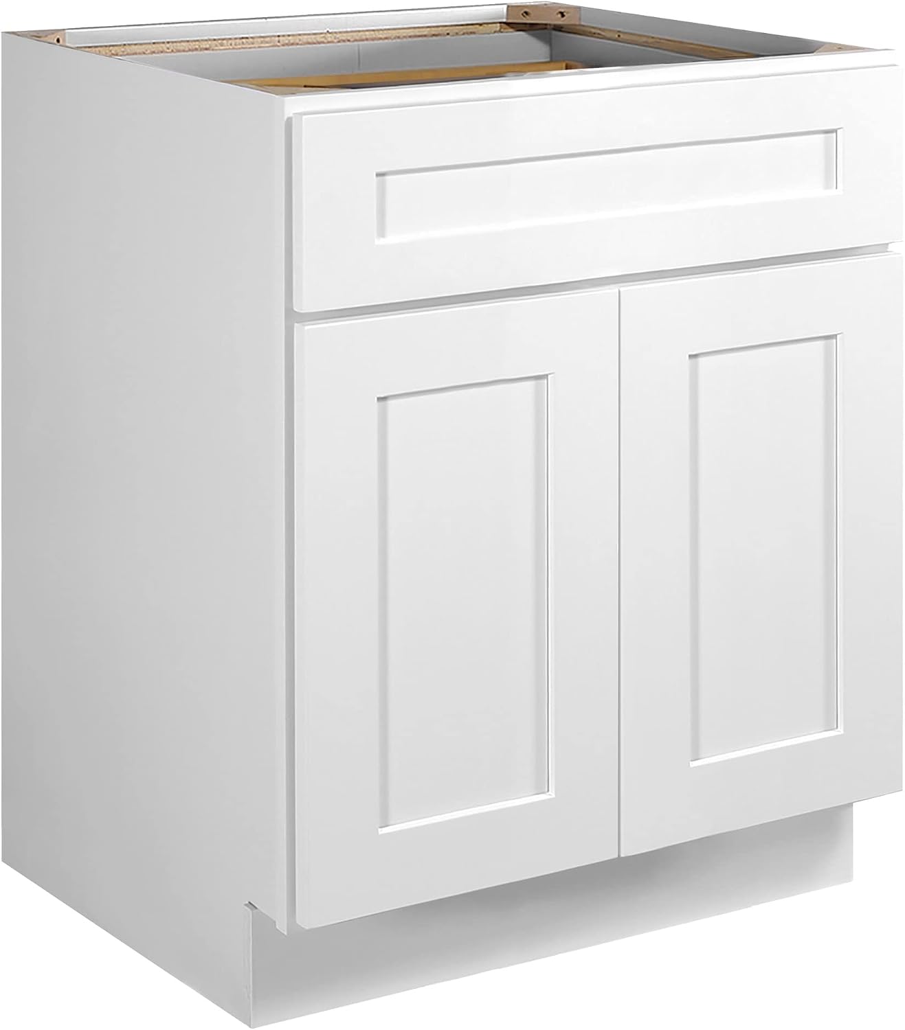Brookings Shaker Unassembled Base Kitchen Cabinet B18, 18 W x 24 D x 34.5 H, Painted White with Sherwin Williams®, Solid Wood – Design House, 561340 | Adjustable Shelves, Adjustable Hinges, Floor Mount, Contemporary/Modern, Wood, Kitchen, 561340