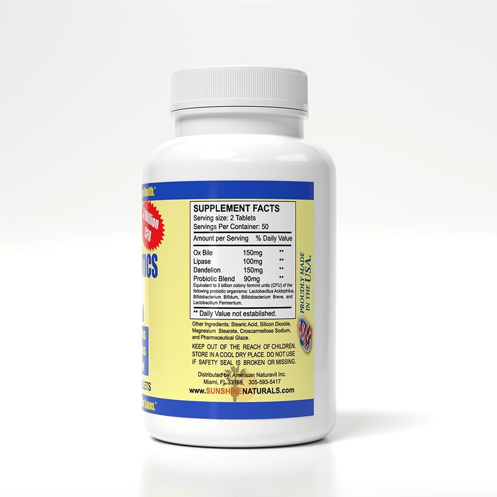 Sunshine Naturals Super Probiotics Supplement. Improves Digestion, Gut Health, Immune System Support