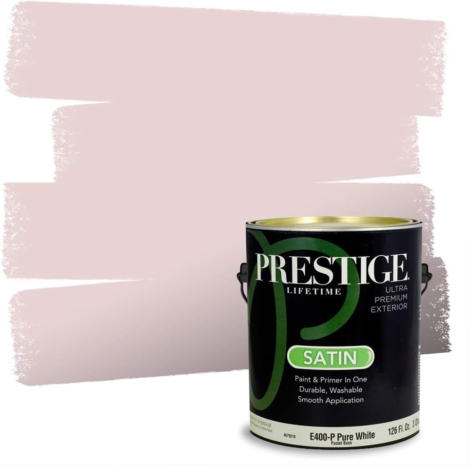 PRESTIGE E500-P-SW6303 Exterior Paint and Primer in One, 1-Gallon, Semi-Gloss, Comparable Match of Sherwin Williams Rose Colored, 1 Gallon, SW17-Rose
