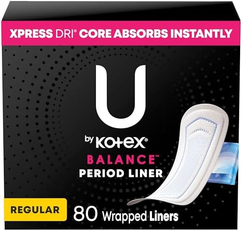 U by Kotex Balance Daily Panty Liners, Wrapped, Light Absorbency, Regular Length, 50 Count (Packaging May Vary)