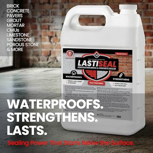 LastiSeal Brick & Concrete Sealer – Deep-Penetrating Sealer that Strengthens Surfaces – Water-Resistant Protection for Brick