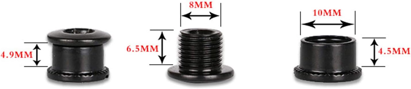 Ruiling 5pcs MTB Chainring Screw Mountain Road Bike Refitting Crankset Parts 4.9mm Fixing Bolts for Single Chainwheel Black