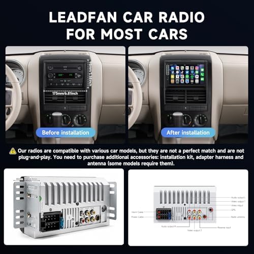 Leadfan 7" Car Stereo Double Din Radio with Bluetooth