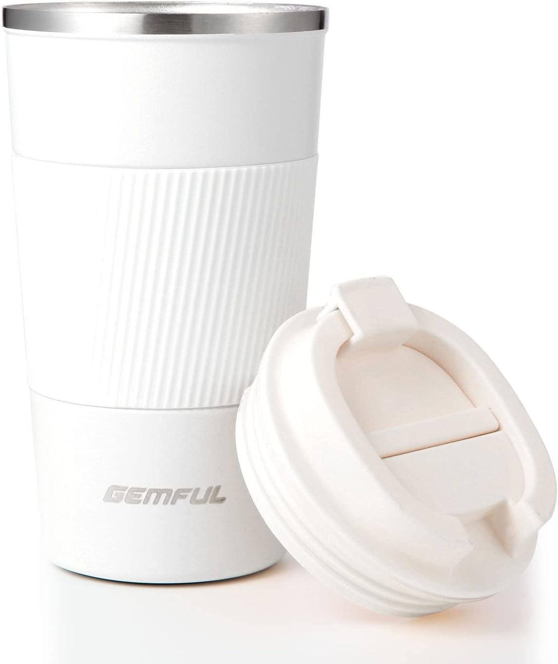 GEMFUL 2 Pack 17oz Insulated Travel Coffee Mug with Lid (Black/White)