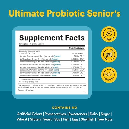 Natural Factors Ultimate Probiotic Senior's - Senior Supplement for Digestive & Immune Health - 35 Billion CFUs - Non-GMO & Gluten-Free - 30
