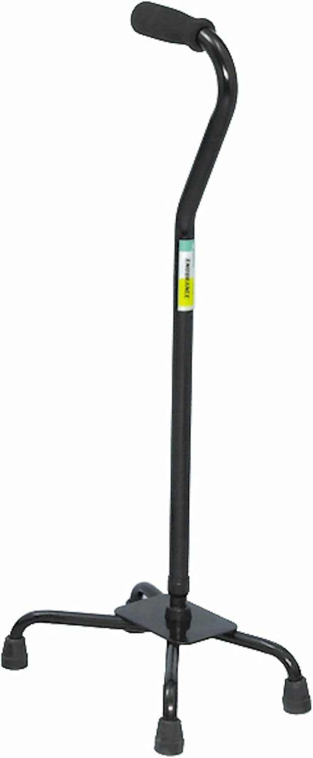 Essential Medical Supply Small Base Quad Cane in Black - Height Adjustable Walking Cane, Sturdy and Durable Walking Cane for Improved Mobility and Stability with 4 Prong Base and Rubber Tips