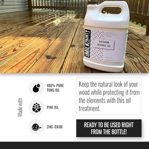 Real Milk Paint, Wood Finish for Outdoor Furniture Gallon Outdoor Defense Oil, Sealer, Protector with Tung Oil for Finishing Fence, Deck, Cedar Garden Bed
