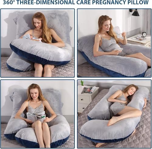Victostar Pregnancy Pillow,57 inches U Shaped Maternity Pillow with Removable Cover Full Body Pillow Support for Back, HIPS, Legs, Belly (Dark Gray)