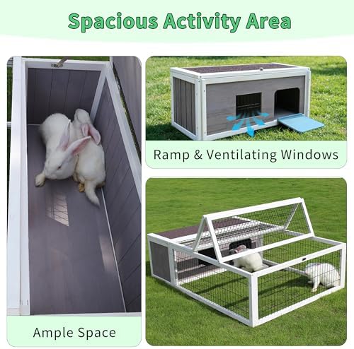 Wooden Rabbit Cage Outdoor Indoor, Bunny Cage Guinea Pig Cages Enclosure