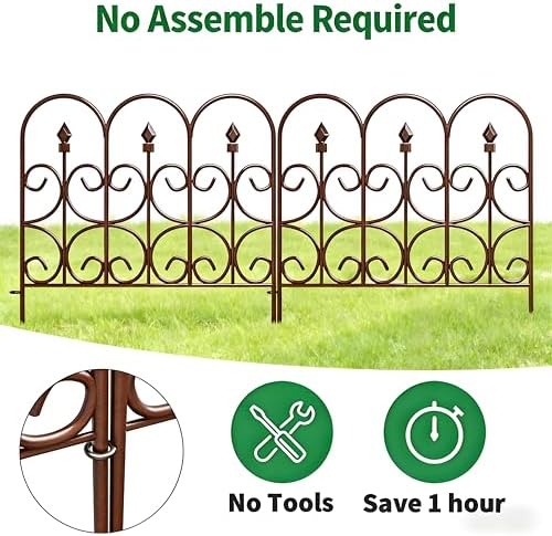 AMAGABELI GARDEN & HOME 5 Panels 32in(H)×10ft(L) Decorative Garden Fences and Borders for Dogs No Dig Rustproof Metal Fence Panels Garden Edging Border Animal Barrier Fencing for Flower Beds Black