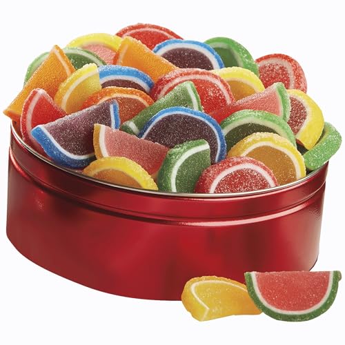 The Swiss Colony Fruitful Delight Jelly Candy Fruit Slices Gift Tin | Individually Wrapped Orange, Lemon, Cherry, Lime, Blueberry