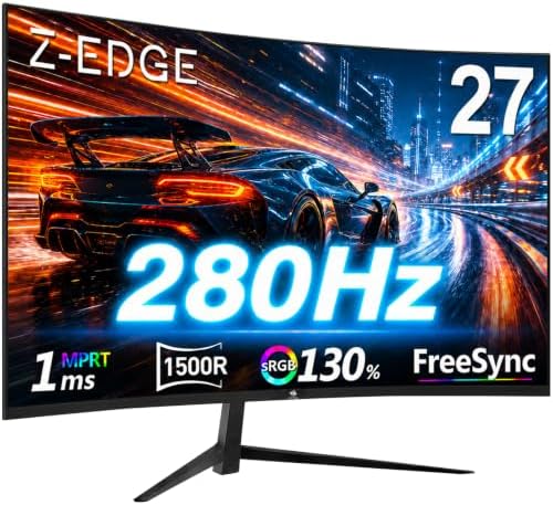 Z-Edge 34 inch WQHD 1440P Curved Gaming Monitor, 240Hz Computer Monitor | AG34P 1500R Frameless 21:9 Curved Screen, Height Adjustable, Office & Gaming, 1ms, Dual DP & HDMI, Metal Stand