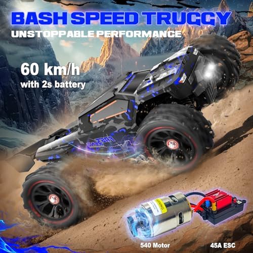 1:14 Scale RC Cars for Adults, 60KPH High Speed RC Truggy, 4X4 Off-Road Remote Control Truck, Waterproof Electric Car with 2S Battery
