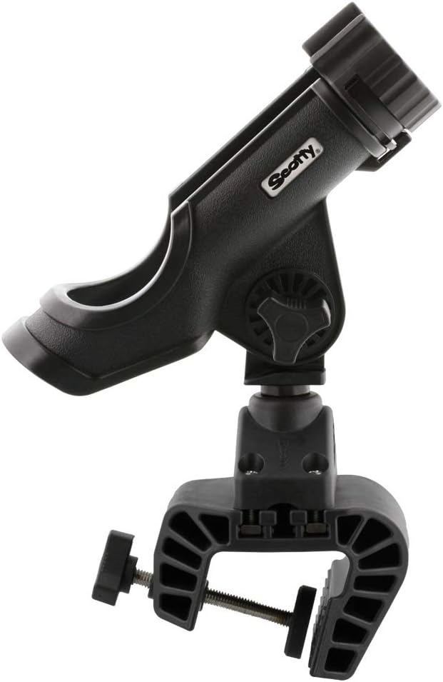 Scotty 339-BK Power Lock Rod Holder with Clamp Mount, BLACK | Non-Permanent Mounting Solution For Your Watercraft