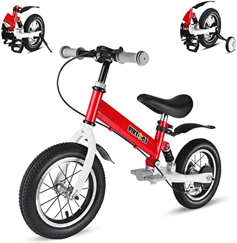 Balance Bike 2 in 1,The Dual Use of a Kids Balance Bike and Kids Bike,12 14 Inches for 2-6 Years Old,with Shock Absorbers, Fenders, Pedals, Auxiliary Wheels