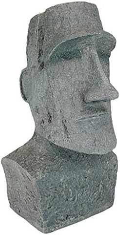 Design Toscano Easter Island Ahu Akivi Moai Monolith Garden Statue, Extra Large, 32 Inch, Cast Stone Resin, Grey Stone
