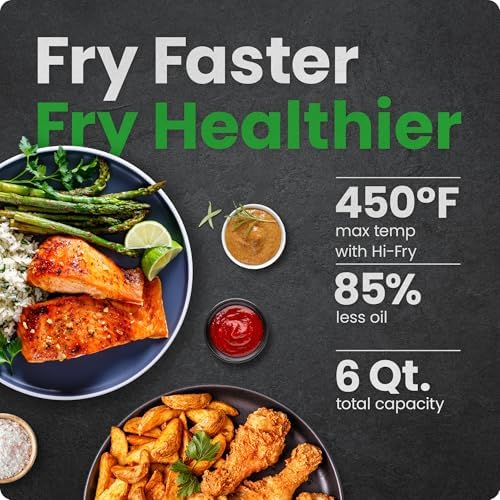 Chefman Air Fryer 8 Qt | TurboFry® 4-in-1 with 450°F Hi-Fry Option for Crispier Results | Bake, Dehydrate