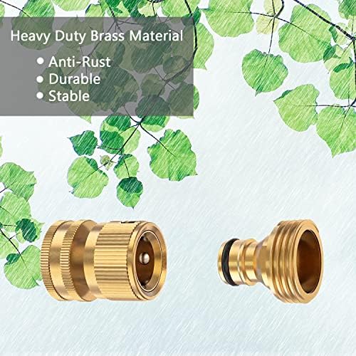 BoArt Garden Hose Quick Connector Set, Solid Brass 3/4 Inch Water Fitings Thread Easy Connect No-Leak Male Female 6 Sets