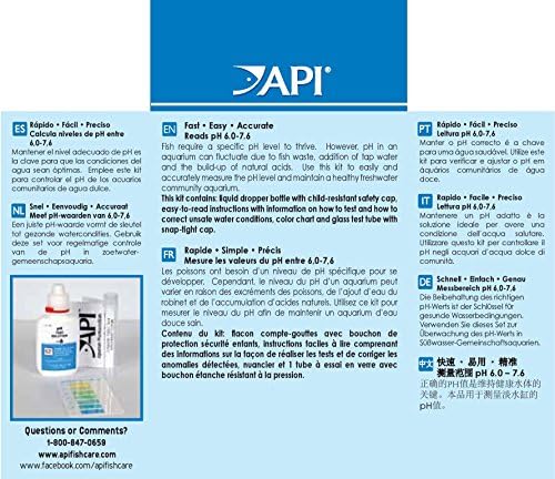 API PH TEST KIT 250-Test Freshwater Aquarium Water pH Test Kit, 4 Piece Set