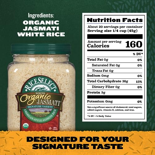 RiceSelect Organic Texmati White Rice, Long-Grain Basmati Rice
