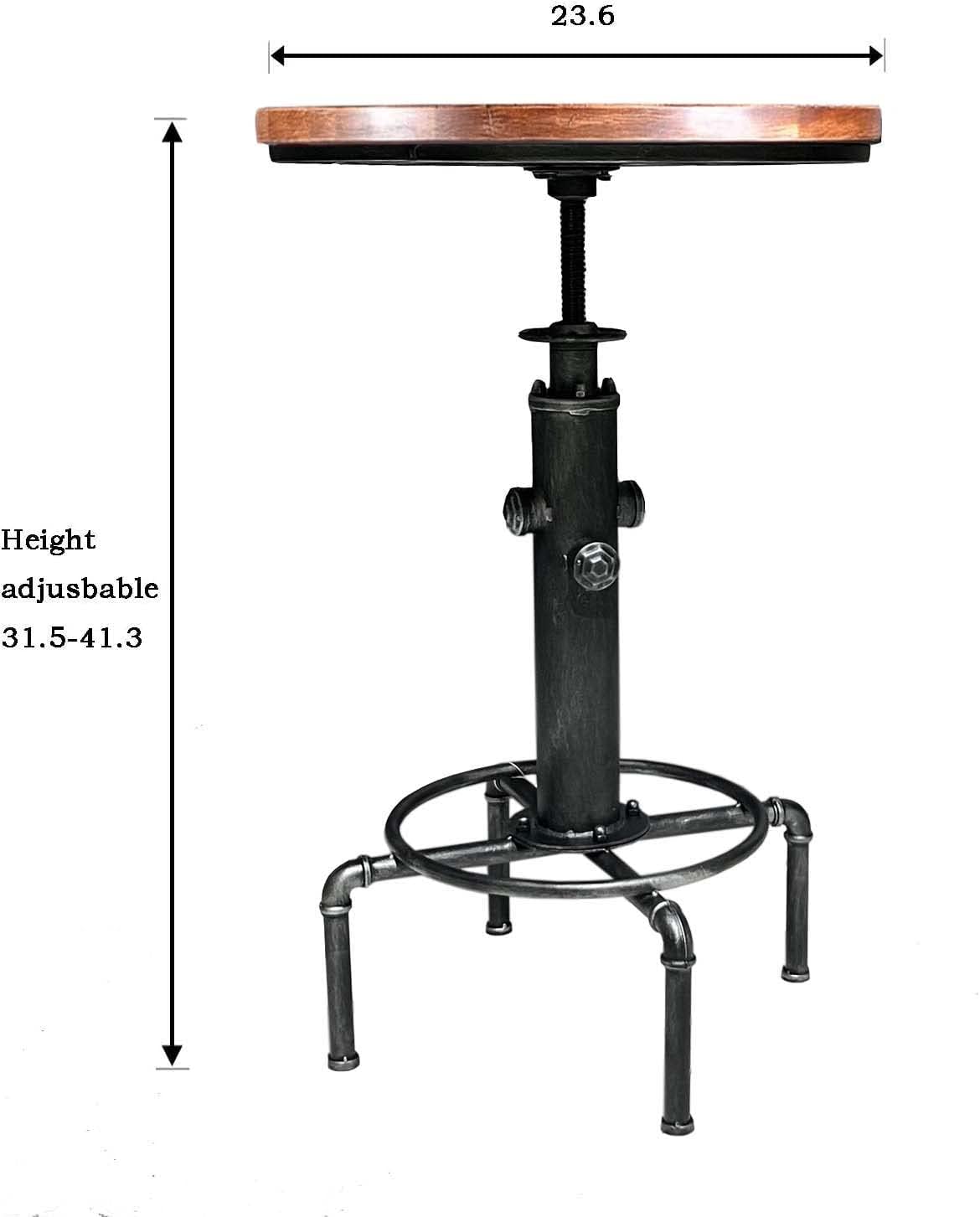Topower Industrial Bar Table 32.3-38.2" Adjustable Pub Table Kitchen Dining Coffee Bistro Table (Red)
