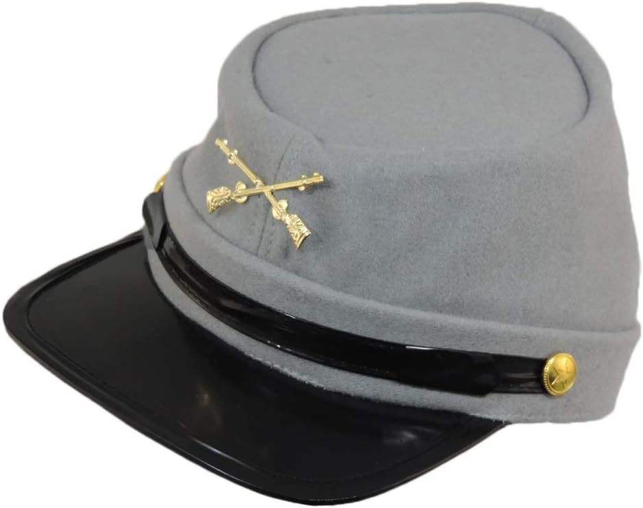 100% Wool Men's Civil War Replica Kepi Hat Grey Medium