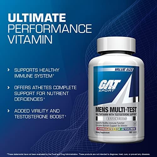 GAT SPORT Men's Multi Plus Test, 150 Tablets (75 Servings) | Men's Multivitamin with Tribulus, Vitamin B12, Zinc, ALA for Testosterone Support