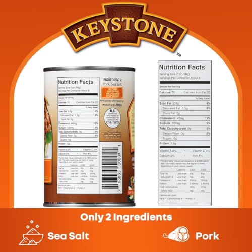 Keystone Meats All Natural Heat and Serve Ground Beef 14 Oz Fully Cooked Canned Meat Shelf Stable Emergency Survival Canned Food Ready to Eat No Preservatives Gluten Free Made in USA Pack of 2