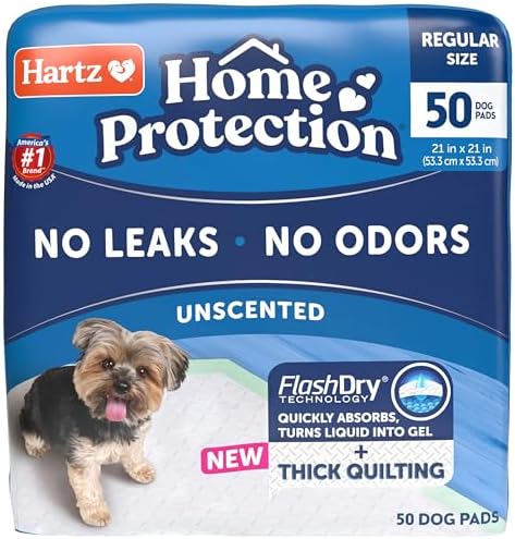 Hartz Home Protection Super Absorbent Odor Eliminating No Leaks Dog Pads, 50 Count