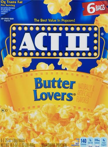 Act II Butter Lovers Microwave Popcorn, 2.75 oz., 6-ct Bags