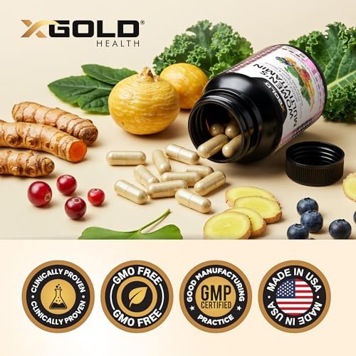 Vegan Women's Daily Multivitamin 50 Plus with Organic WholeFood Based Natural Ingredients, Ginger, Maca