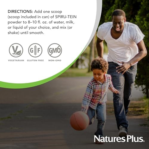 NaturesPlus SPIRU-TEIN, Vanilla - 1.06 lbs - Spirulina Protein Powder - Vitamins & Minerals for Energy - Vegetarian, Gluten Free - 16 Servings