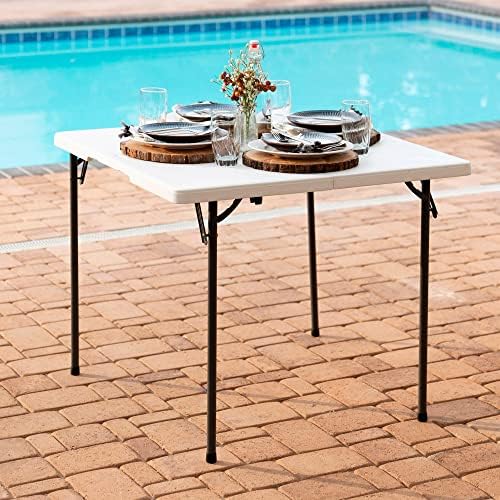 LIFETIME 80273 Fold in Half Square Table, 34 Inch, White