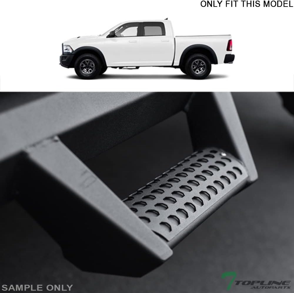 Matte Black Hoop Drop Step Side Nerf Bars Rail Running Boards v2 Compatible with 09-18 Dodge Ram 1500/19-24 Classic / 10-18 2500 3500 4500 5500 Crew