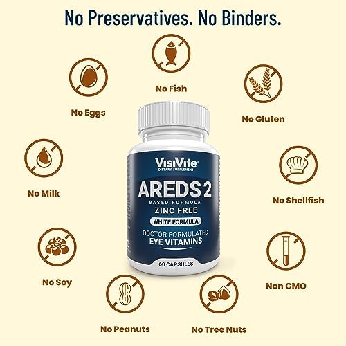 VisiVite Doctor Formulated AREDS 2 Eye Vitamins, Zinc Free, 60 Capsules | Macular Support Formula