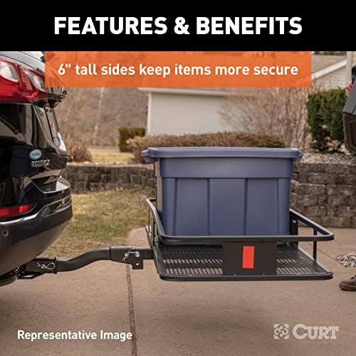 CURT 18152 Cargo Basket Hitch Trailer Hitch Cargo Carrier, 500 lbs. Capacity, 60-Inch x 24-Inch x 6-Inch, Fits 2-Inch Receiver