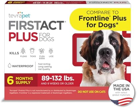 FirstAct Plus Flea Treatment for Dogs, Extra Large Dogs 89+ lbs, 3 Doses, Same Active Ingredients as Frontline Plus Flea and Tick Prevention for Dogs