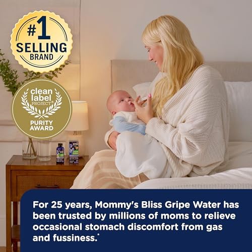 Mommy's Bliss, Bottle, Mommy's Bliss Night Time Gripe Water for Baby's Tummy Trouble - Relieves Occasional Infant Stomach Discomfort from Gas, Colic