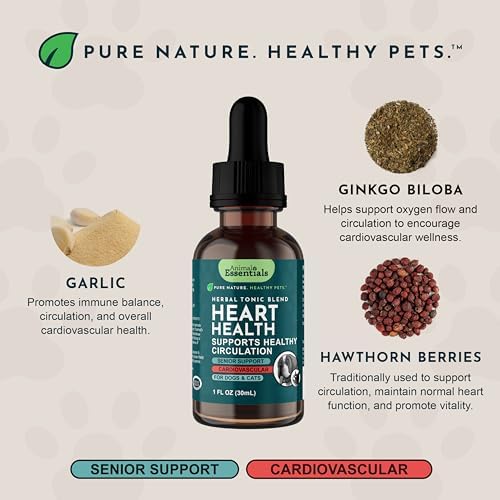 Heart Health for Dogs & Cats - Cardiovascular Support Supplement, Healthy Heart, Organic Hawthorn Berry, Herbal Tincture - 2 Fl Oz