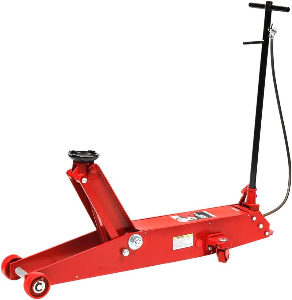 AFF 10 Ton Air Hydraulic Long Chassis Jack - for Long Overhang Vehicles | 10 T Floor Jack with Foot Pump & 3-Position Lock Handle - Ideal for Repair Shops, Bus & Truck Fleets, Heavy Duty Equipment